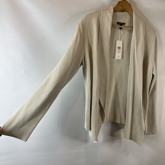 Eileen Fisher Womens Jacket Sweater Size Large Silk Collar Open Front - Picture 3 of 10